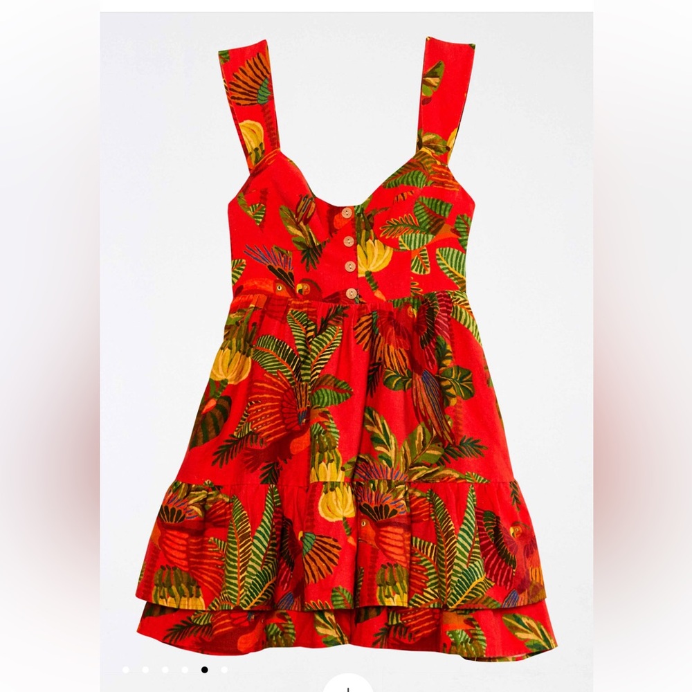NWT Farm Rio forest birds linen blend dress